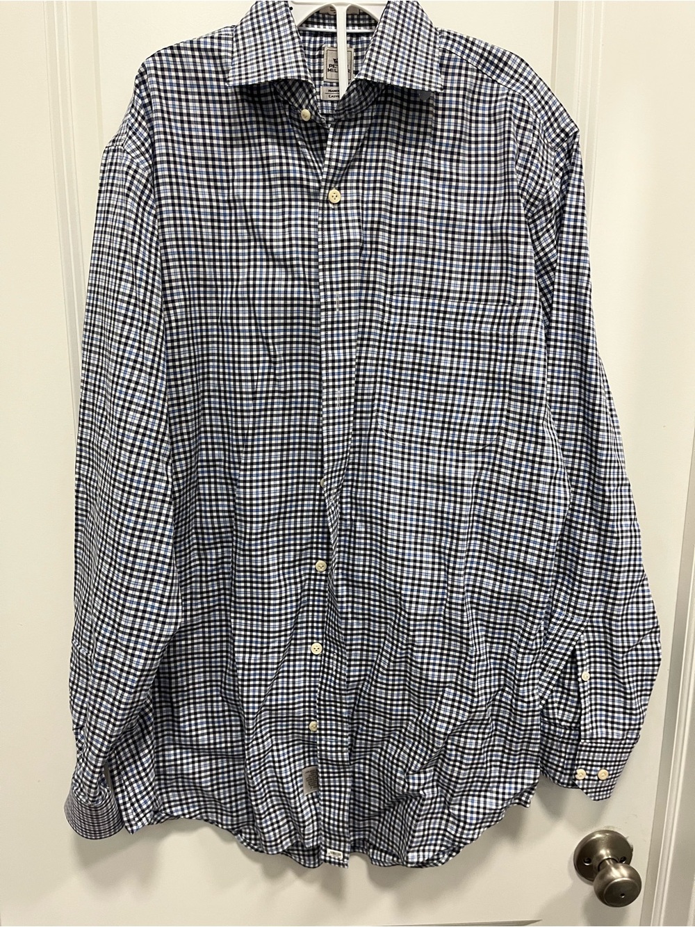 Peter Millar Men's Plaid Button Down 15.5 Long Sleeve Dress Shirt Blue Brown